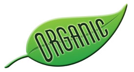 leaf symbol with the word organic