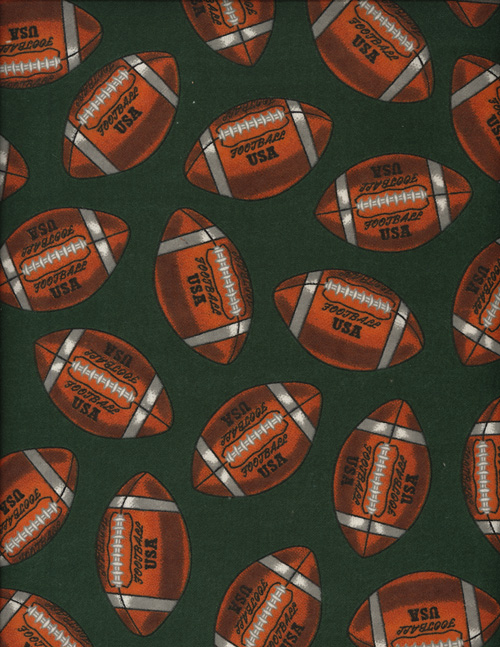 FOOTBALL USA - FLANNEL cover/airbed set-footballs, sports, green, flannel, cotton, natural fiber, pet bed, dog bed, cat bed, pet air bed, orthopedic support, veterinarian recommended, machine washable, machine dry slipcovers, apparel fabric, easy change, sustainable, eco-friendly, dog, cat, claw and nail proof, vet recommended, environmentally responsible, pet bed, dog bed, cat bed, natural nest, nesting area, long lasting, never compresses, replacement slipcovers, handcrafted, made in Michigan, made in USA, snazztastic, fashion covers, home decor, style, ARNO, Animal Rescue New Orleans
